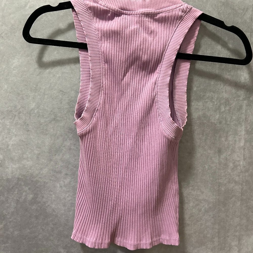 Zara Lilac High Neck Ribbed Tank - Picture 3 of 4